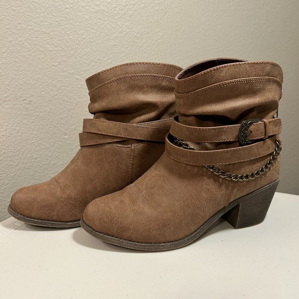 Women's SO Authentic American Heritage Slouch Brown Ankle Boots Booties Size: 8